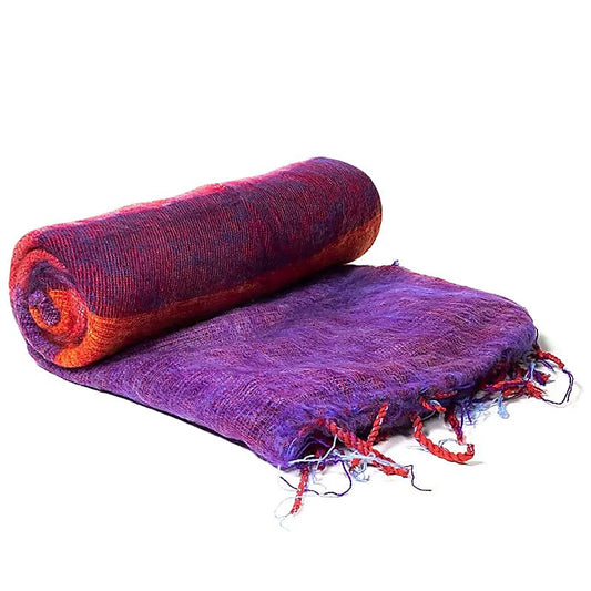 Meditatie omslagdoek paars met strepen