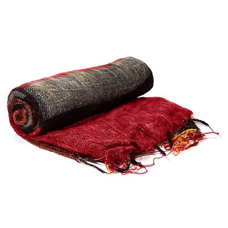 Châle de méditation rouge orangé à rayures