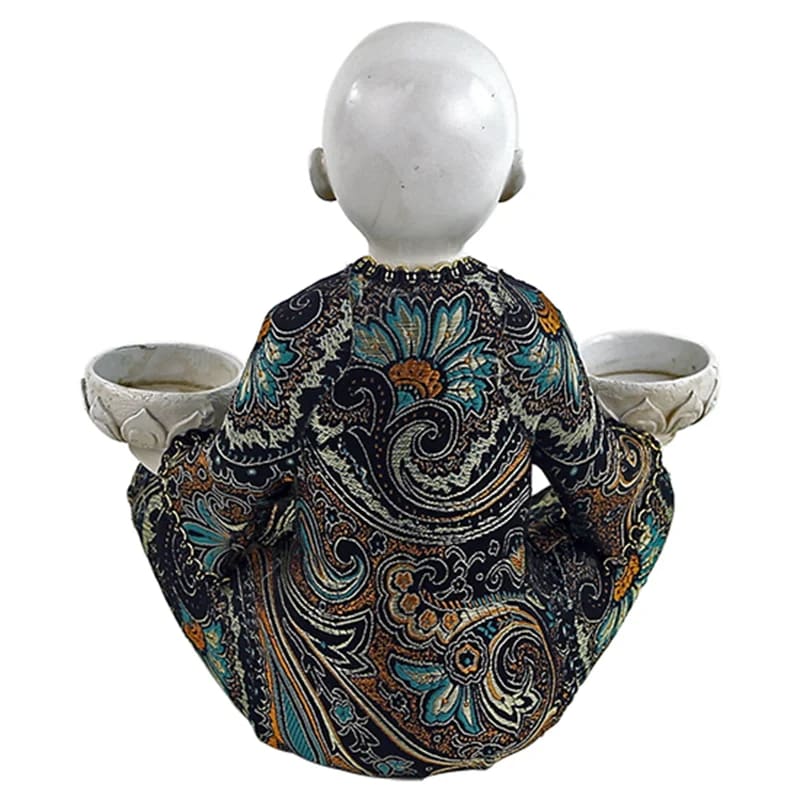 Comprar Pequeño monje con 2 portavelas de té
