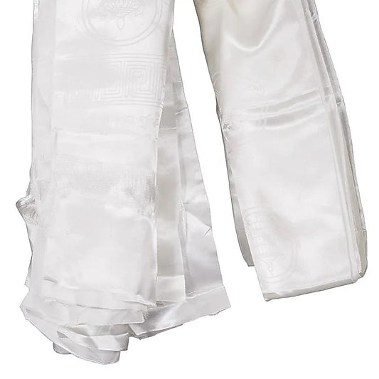 Tibetan kathag with auspicious signs white