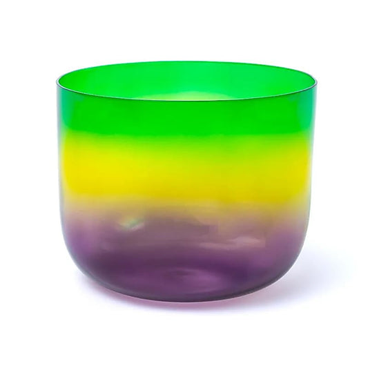 Kristallklangschale klar Regenbogen F-Ton 432 hz + Tasche