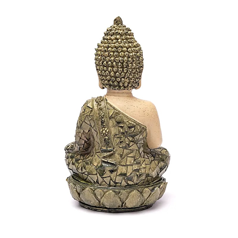 Meditation Buddha statue green mosaic