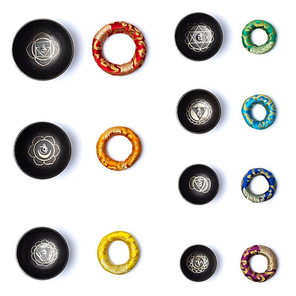 Chakra singing bowl set with bag Bronze thumb