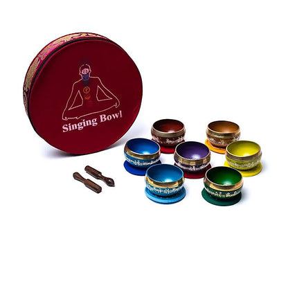 Chakra singing bowl set coloured with bag thumb