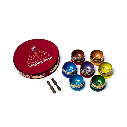 Chakra singing bowl set coloured with bag wholesale thumb