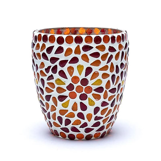 Mosaik Teelichthalter rot/gelb