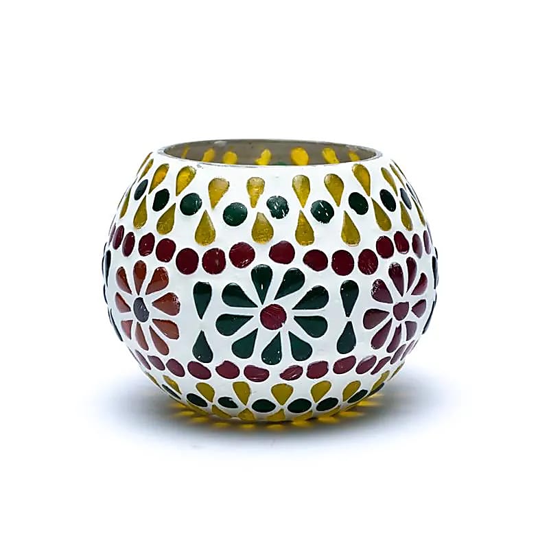 Mosaic tea light holder flowers