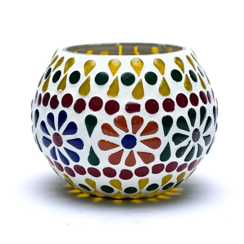 Mosaic tea light holder flowers