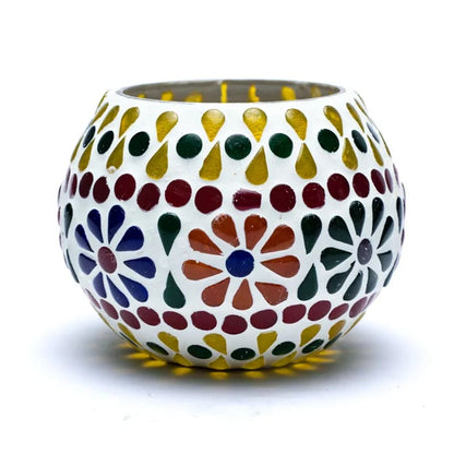 Mosaic tea light holder flowers