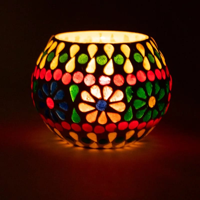 Mosaic tea light holder flowers
