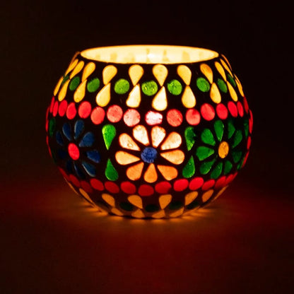 Mosaic tea light holder flowers wholesale thumb