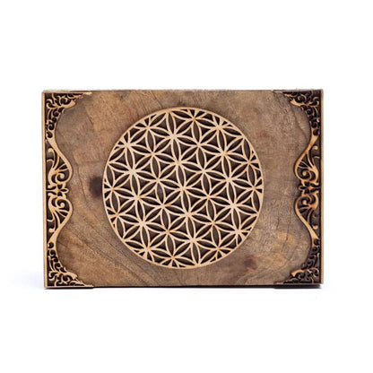 Tarotbox Blume des Lebens aus Mangoholz kaufen thumb