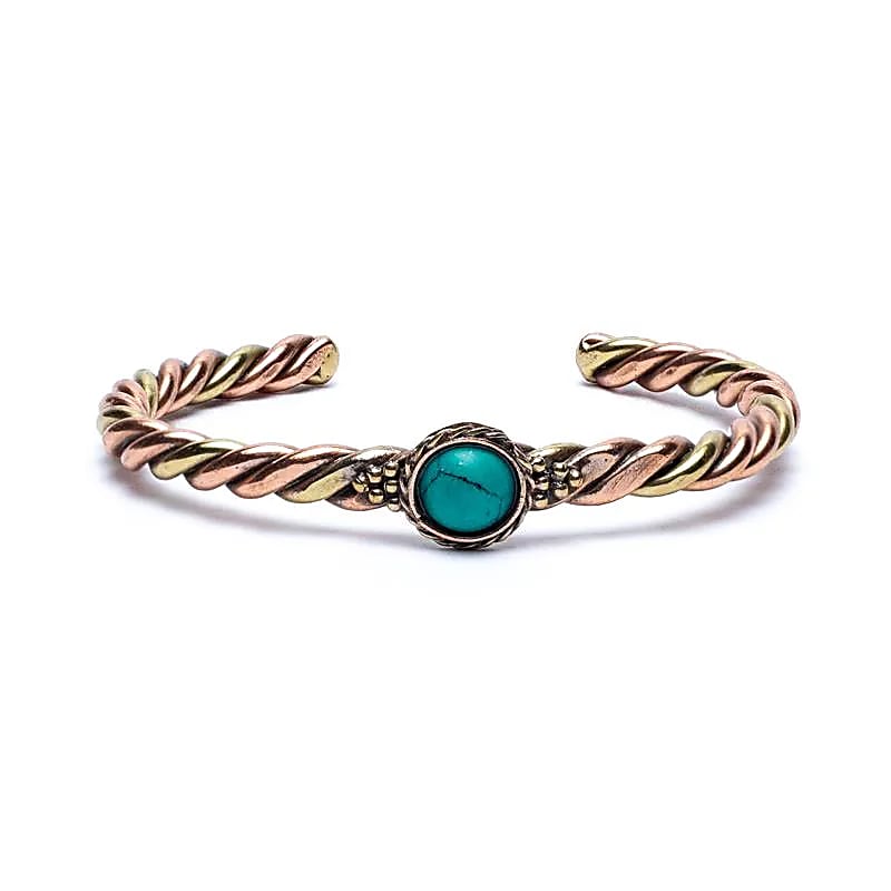 Twisted bracelet turquoise coloured stone