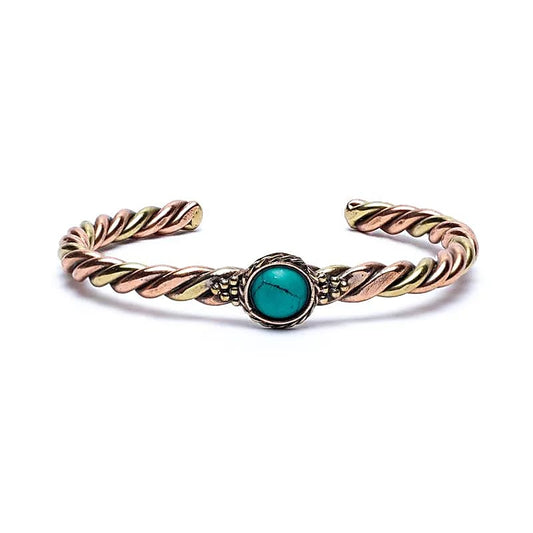 Bracelet torsadé pierre couleur turquoise