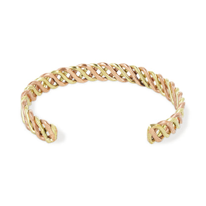 Gevlochten armband brons- en goudkleurig thumb