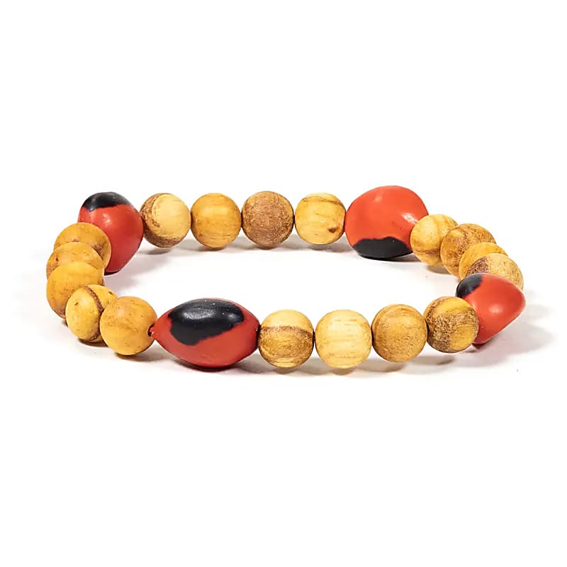 Palo Santo pulsera elástica 4 cuentas de Huayruro