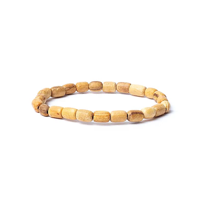 Pulsera elástica Palo Santo cuentas cilíndricas