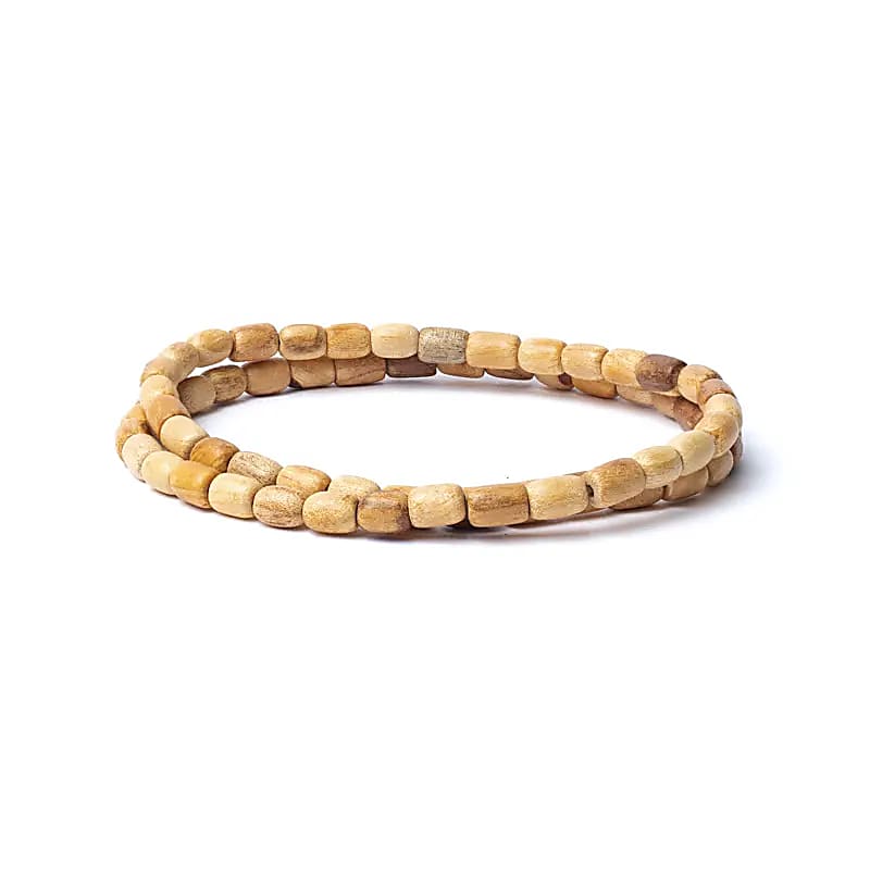 Collar elástico Palo Santo cuentas cilíndricas