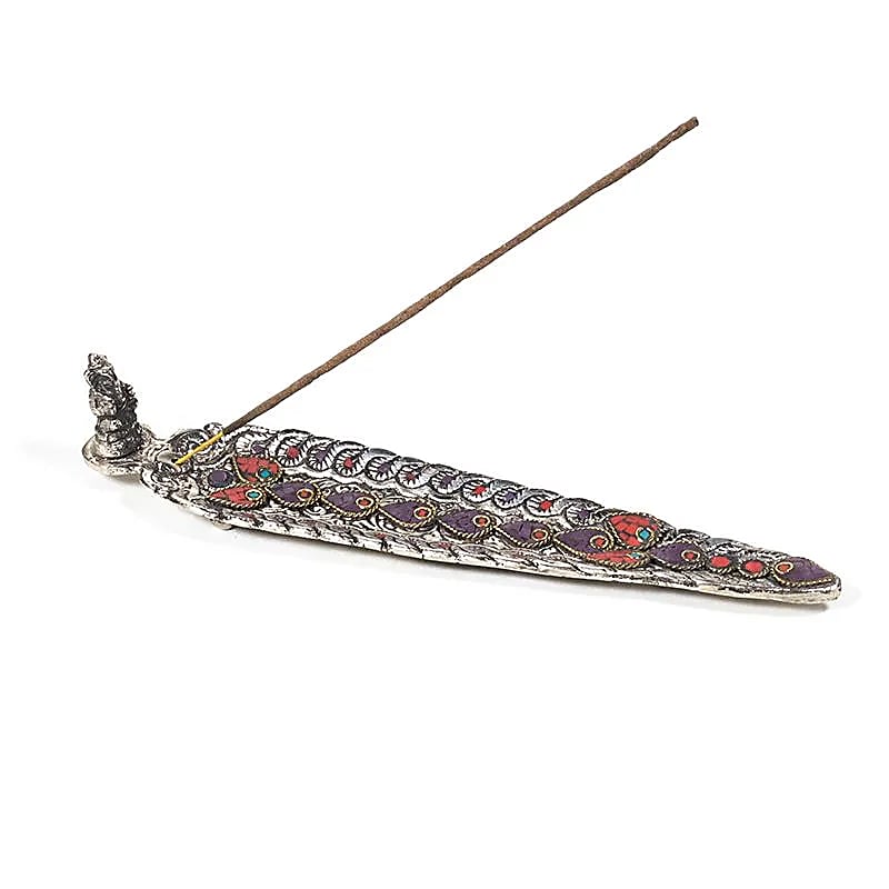 Wierookbrander Ganesha bladvorm gekleurd