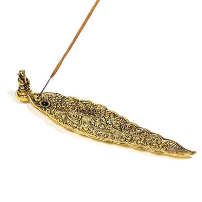 Räucherstäbchenhalter Ganesha Blatt goldfarbig großhandel thumb