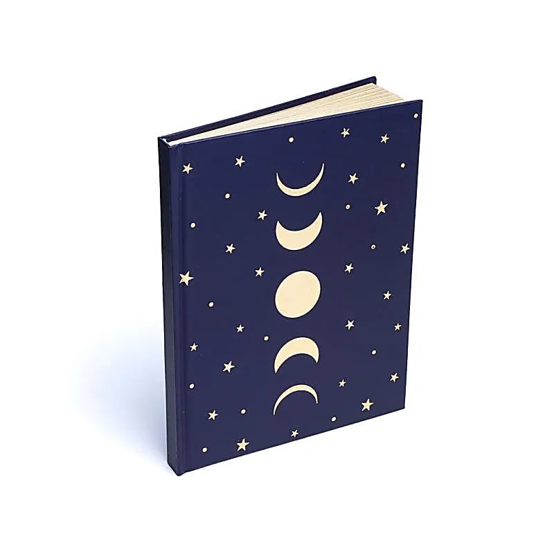 Notitieboek maanfasen & sterren donkerblauw