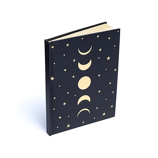 Notitieboek maanfasen & sterren zwart
