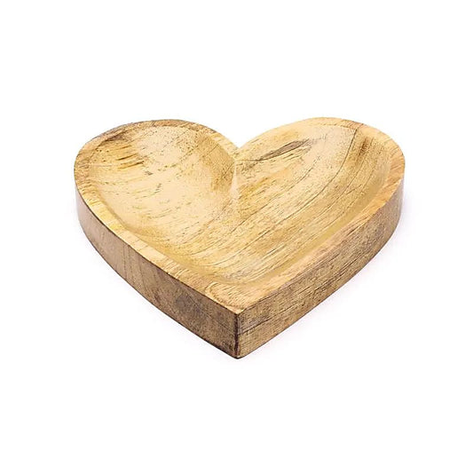Tray heart shape mango wood