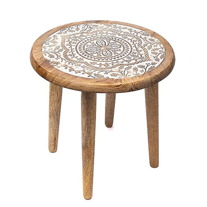 Mesita de madera de mango con Mandala estampado thumb