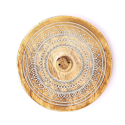 Comprar Quemador de incienso de madera de mango Mandala grabado thumb