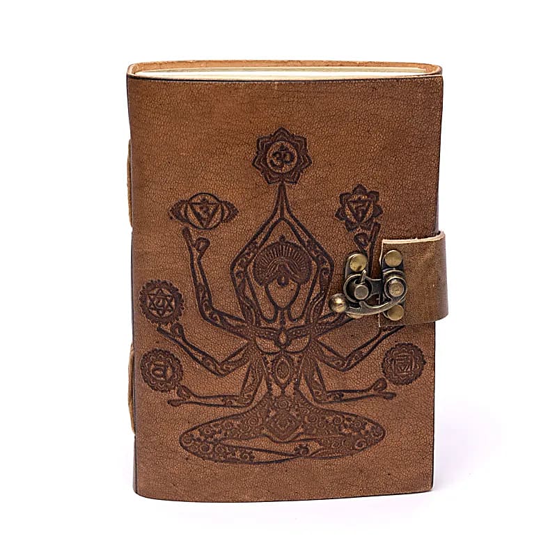 Cuaderno Chakra Meditación con funda de cuero sintético