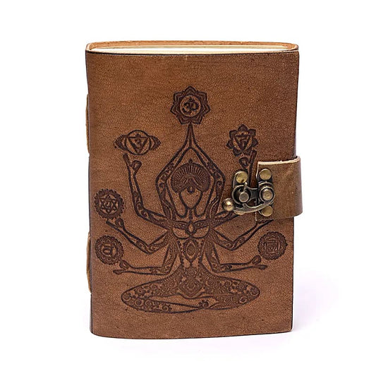 Cuaderno Chakra Meditación con funda de cuero sintético