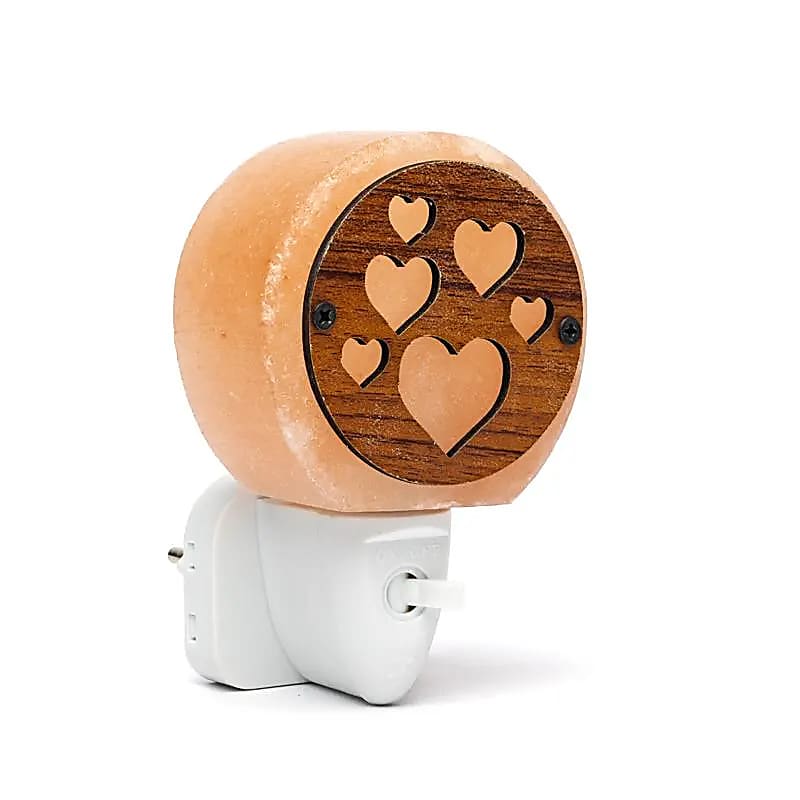 Lampada di sale luce notturna cuori