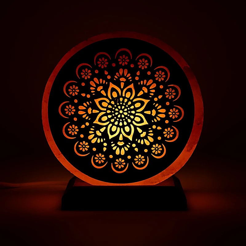 Lampada di sale mandala con cavo e lampadina