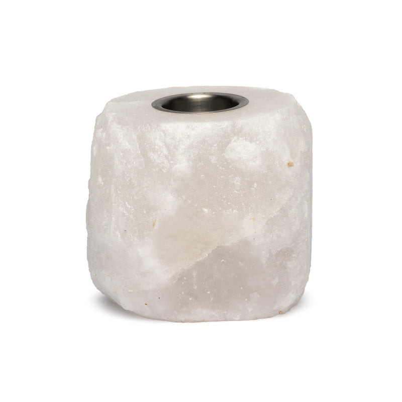 Brûle-parfum en cristal de sel blanc Blanc