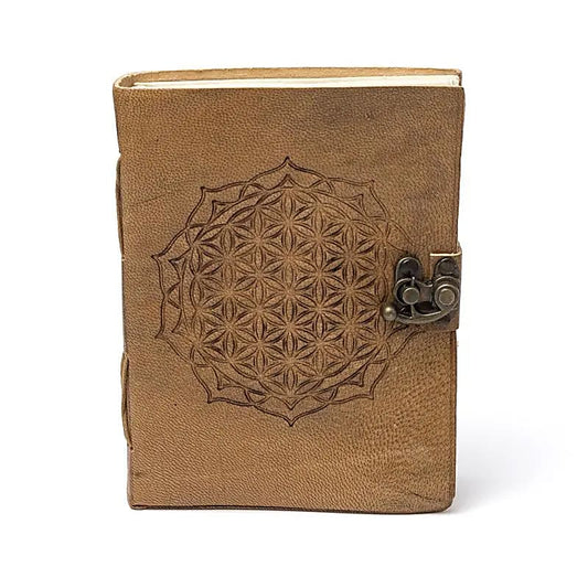 Notitieboek Bloem des Levens mandala met kunstleren omslag