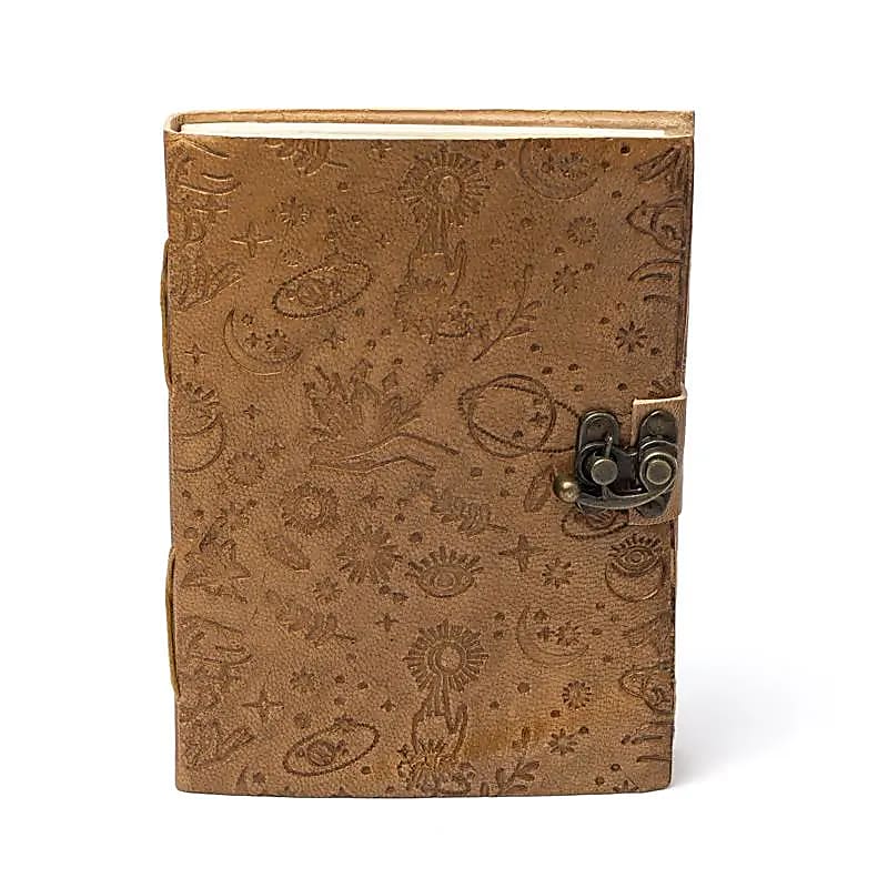 Notebook mystical symbols with faux leather cover