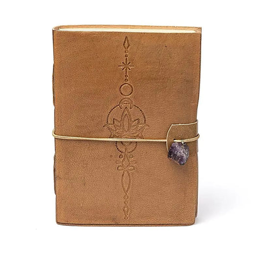Notitieboek Lotus met amethist en kunstleren omslag