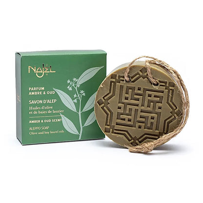 Najel jabón de hierbas de Alepo Ámbar/Oud con cordón thumb