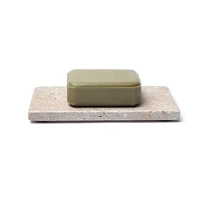 Travertijn zeephouder of kaarshouder beige thumb