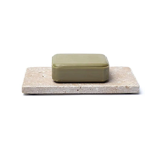 Travertijn zeephouder of kaarshouder beige