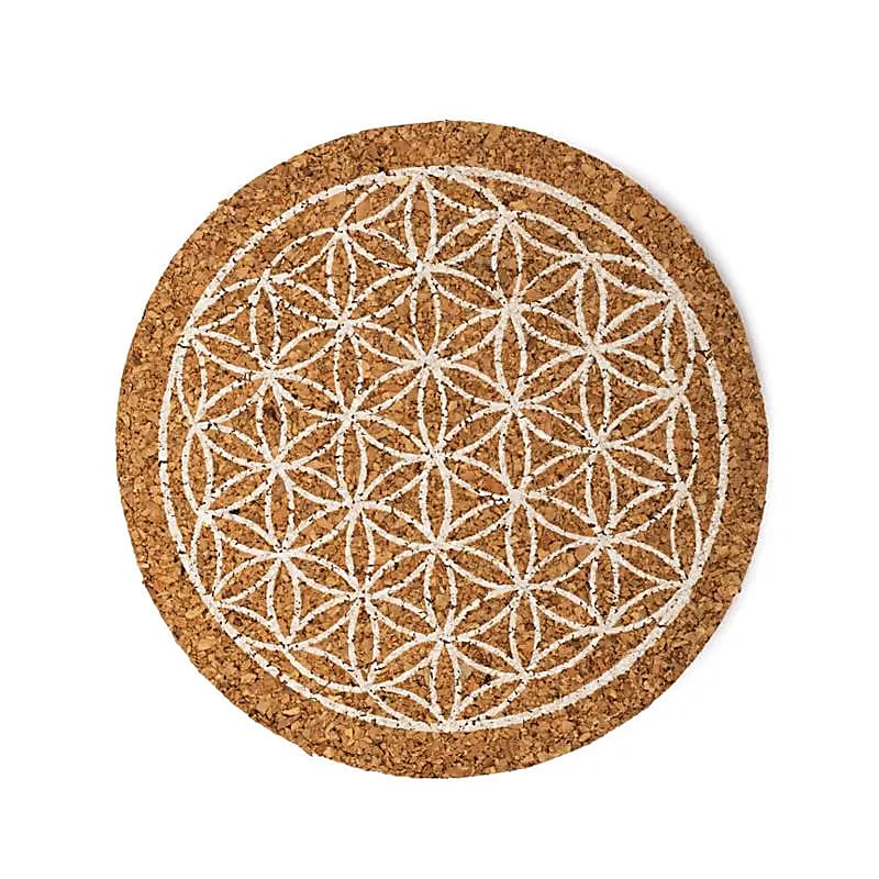 Sous-verres liège Fleur de Vie set de 6
