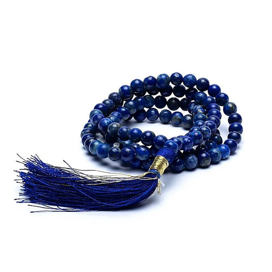 Mala Lapis Lazuli AA-Qualität 108 Perlen + Tasche