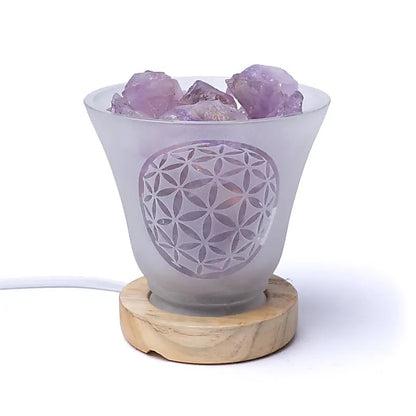 Edelsteinlampe Blume des Lebens mit Kabel und LED thumb