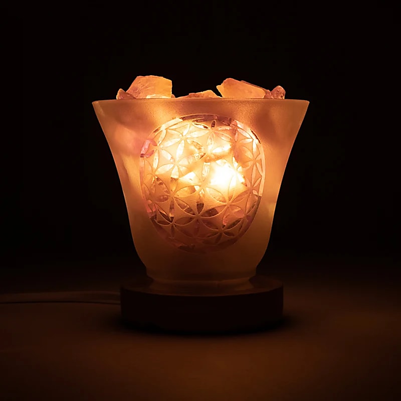 Edelsteinlampe Blume des Lebens mit Kabel und LED großhandel