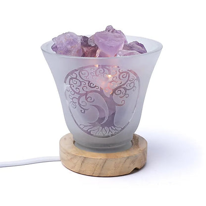 Edelsteinlampe Lebensbaum mit Kabel und LED thumb