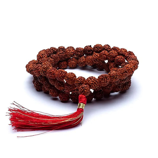 Mala Rudraksha 108 Perlen mit roter Quaste