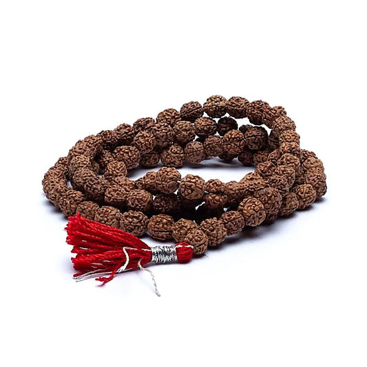 Mala Rudraksha 108 Perlen mit roter Quaste