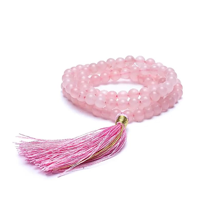 Mala 108 perle quarzo rosa qualità AA +borsina