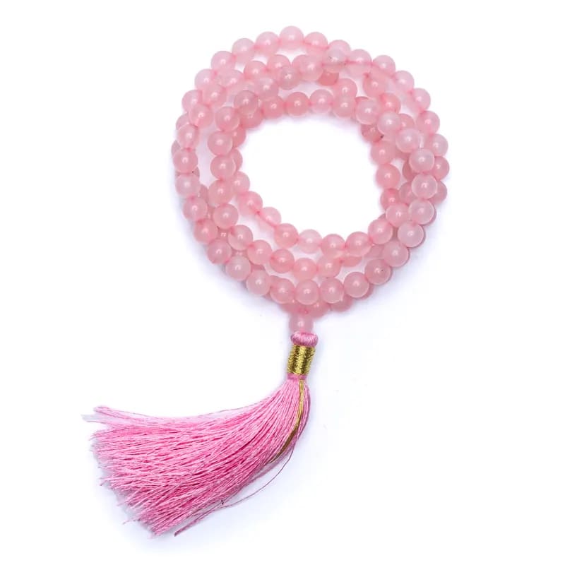 Mala 108 perle quarzo rosa qualità AA +borsina