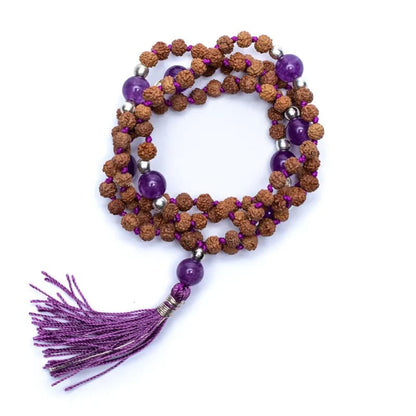 Mala Rudraksha et Améthyste gland violet de gros thumb